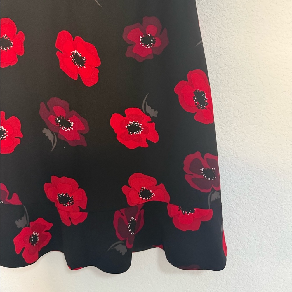 KATE SPADE Poppy Tiered Ruffle A-Line Skirt Black and Red Size 2 - Picture 6 of 12